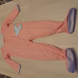 NWOT Carters 5t Pink Polka Dotted Gripper Footed PJs with a Hummingbird